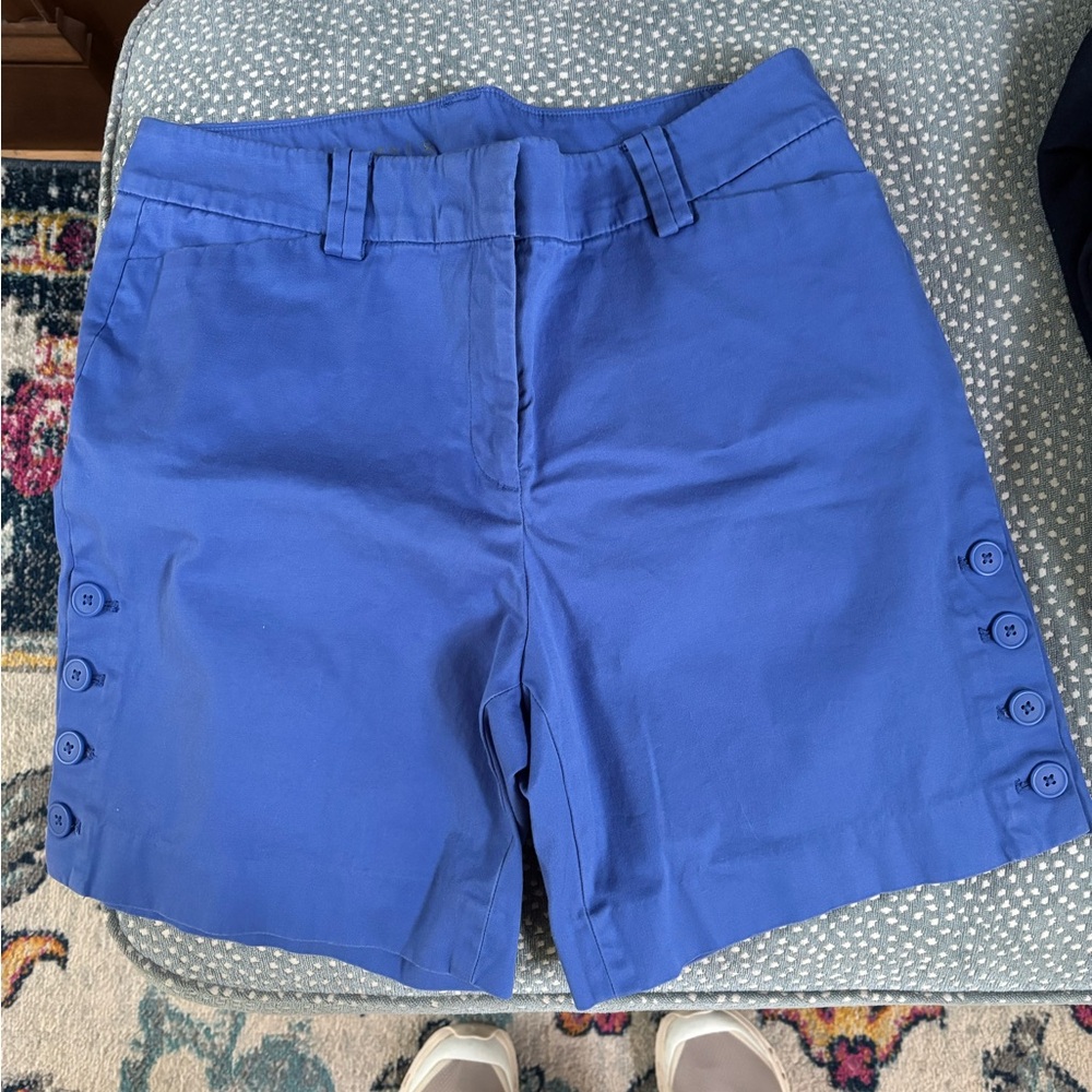 Blue Button-Accent Shorts